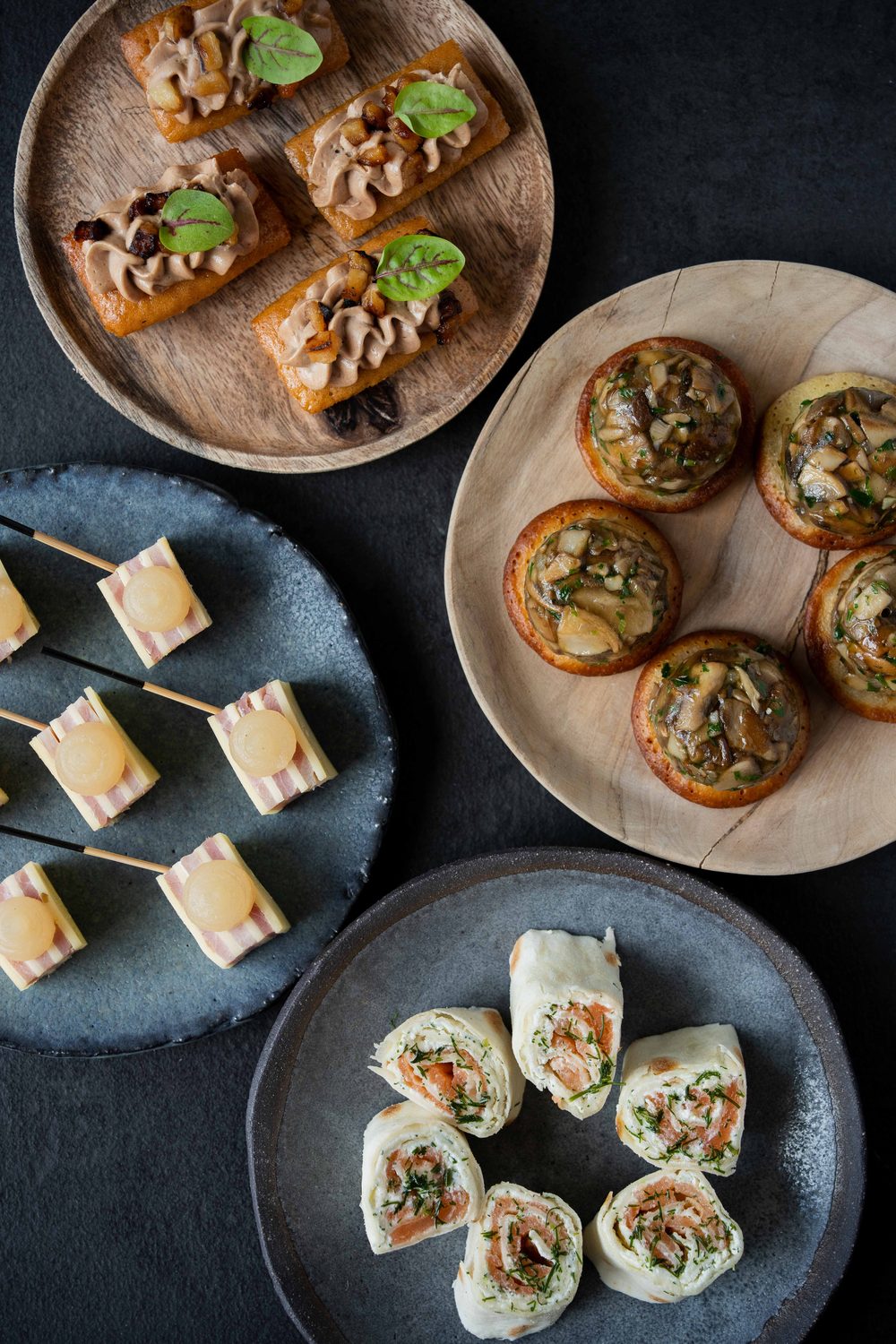 Assortiment de pièces cocktail salées préparées par MG Réception